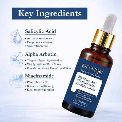 Skyniqo Skin Reset 3 in1 Serum Acne Oil Brightening Repair Niacinamide 30ml