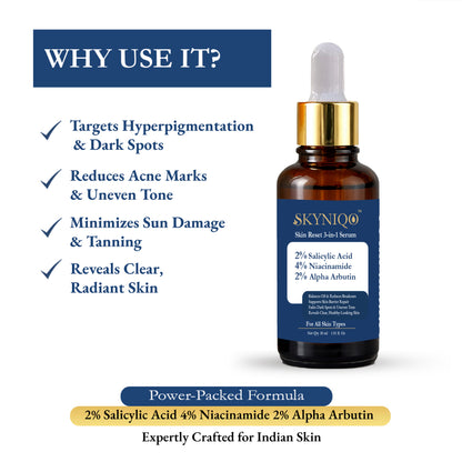 Skyniqo Skin Reset 3 in1 Serum Acne Oil Brightening Repair Niacinamide 30ml