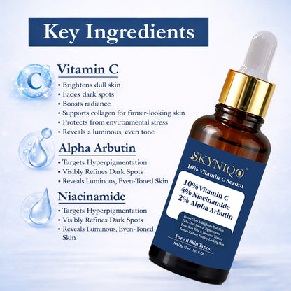 Skyniqo Vitamin C 10% Face Serum with Niacinamide for Brightening Glow 30ml (30 ml)